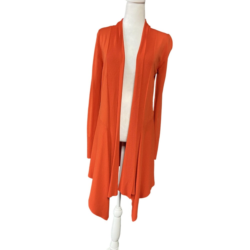 Zara Sweater Womens Small Orange Open Front Cardigan Lightweight‎ Drape Knit